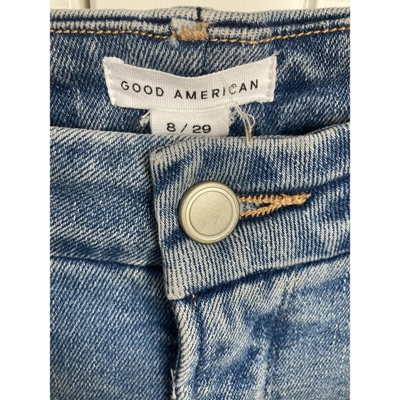 Good American Straight Leg High Rise Jeans Size 8/29 Distressed Destroyed - Picture 2 of 4